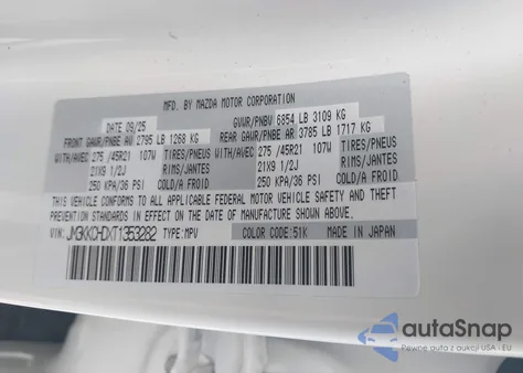 2026 Mazda Cx-90 3.3 Turbo Premium Sport из США, поврежденный, VIN JM3KKCHDXT1353282